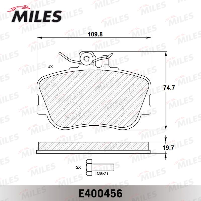 Комплект тормозных колодок, дисковый тормоз MILES E400456