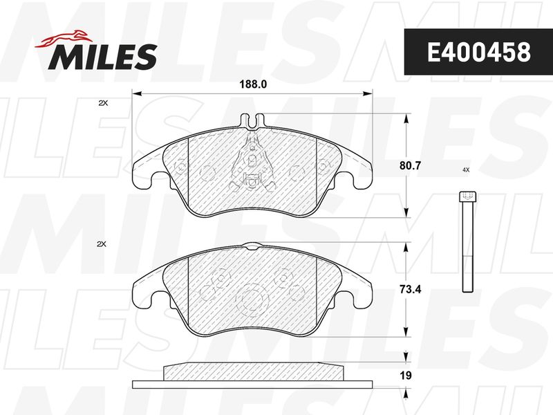 Комплект тормозных колодок, дисковый тормоз MILES E400458