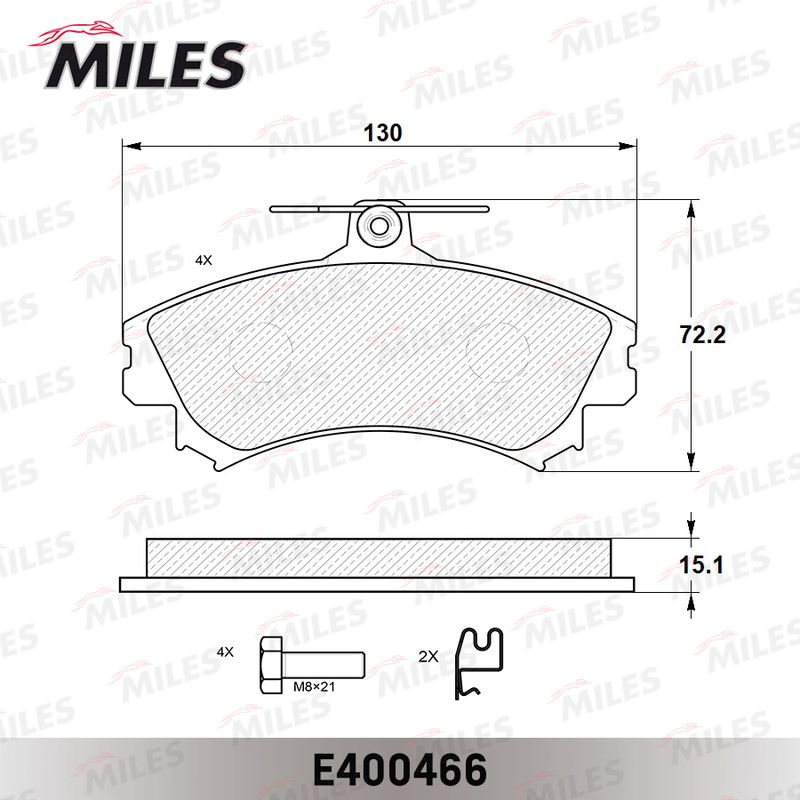 Комплект тормозных колодок, дисковый тормоз MILES E400466