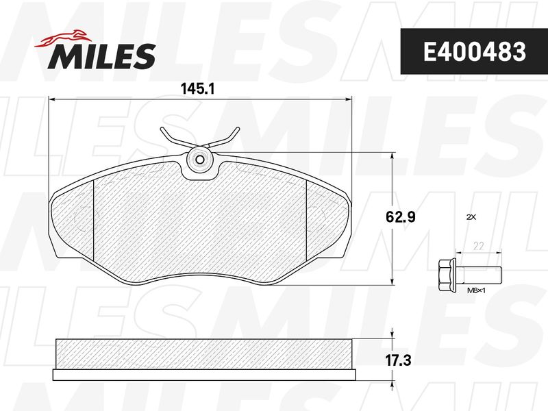 Комплект тормозных колодок, дисковый тормоз MILES E400483