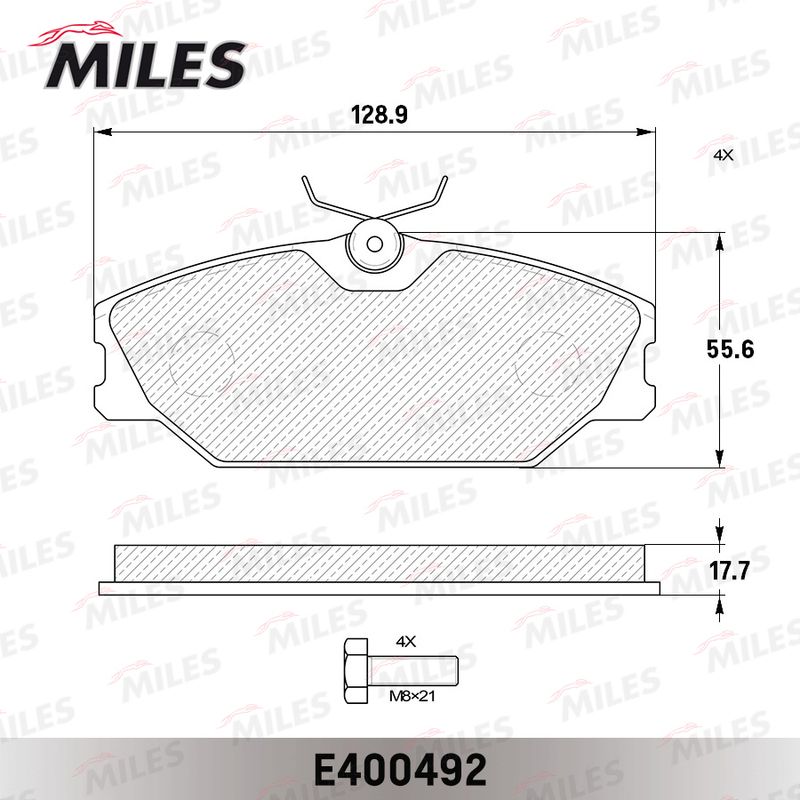 Комплект тормозных колодок, дисковый тормоз MILES E400492