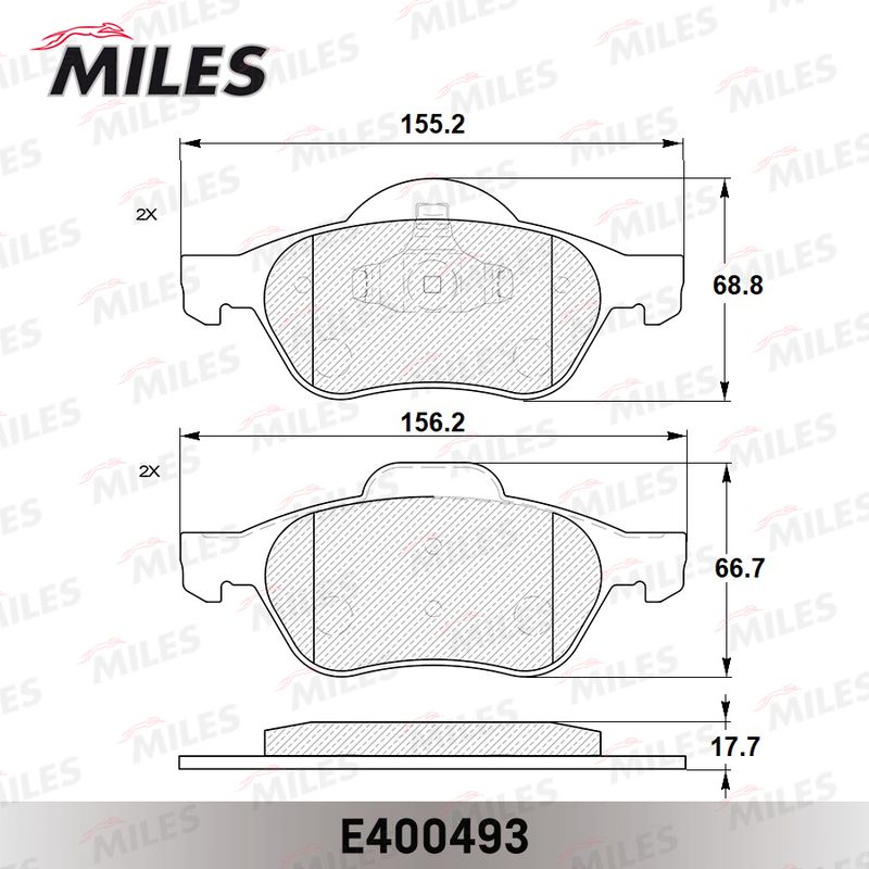 Комплект тормозных колодок, дисковый тормоз MILES E400493