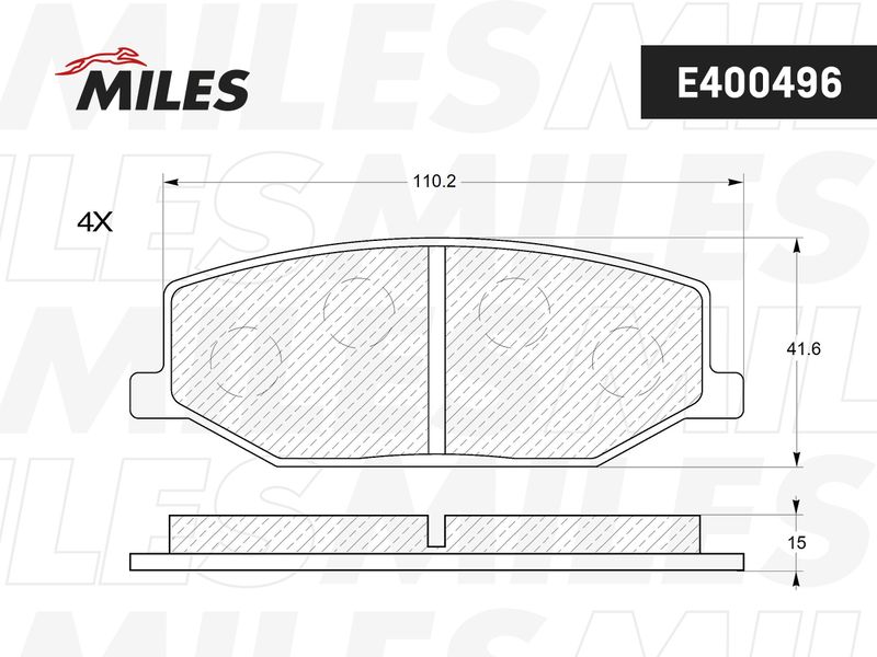 Комплект тормозных колодок, дисковый тормоз MILES E400496