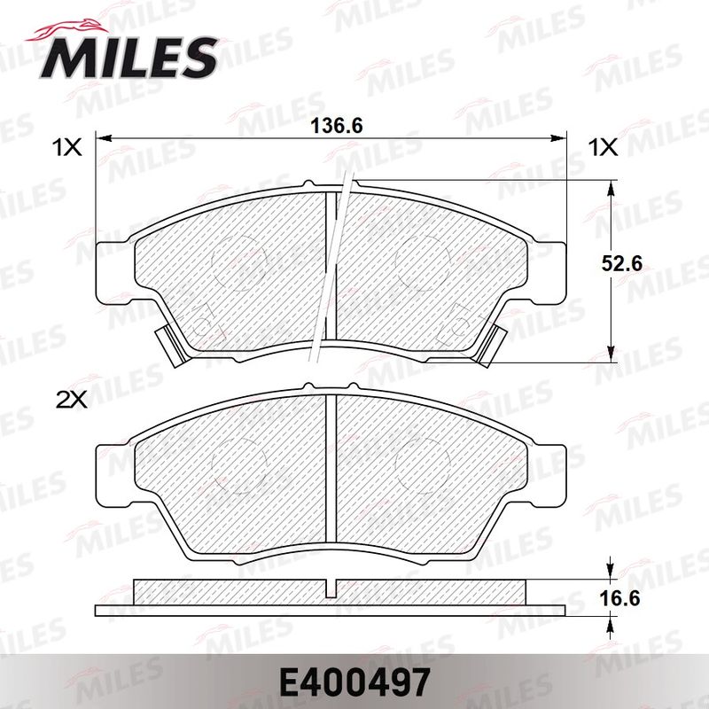 Комплект тормозных колодок, дисковый тормоз MILES E400497