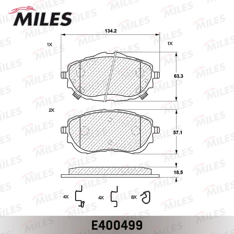 Комплект тормозных колодок, дисковый тормоз MILES E400499