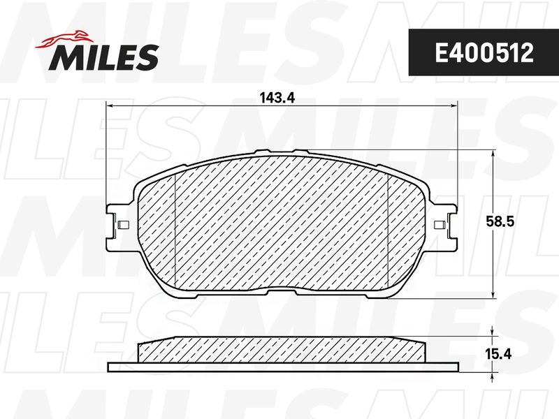 Комплект тормозных колодок, дисковый тормоз MILES E400512