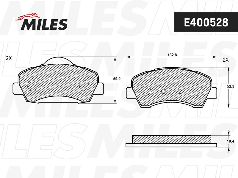Комплект тормозных колодок, дисковый тормоз MILES E400528