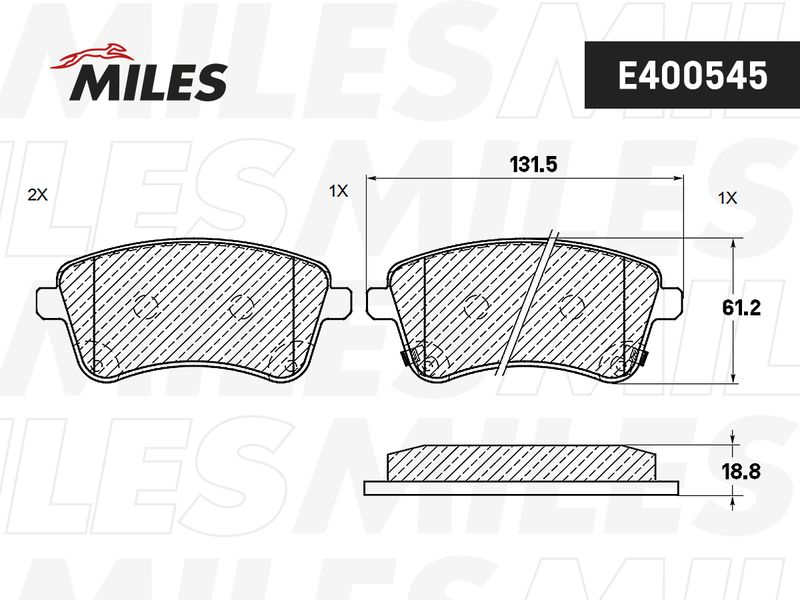 Комплект тормозных колодок, дисковый тормоз MILES E400545