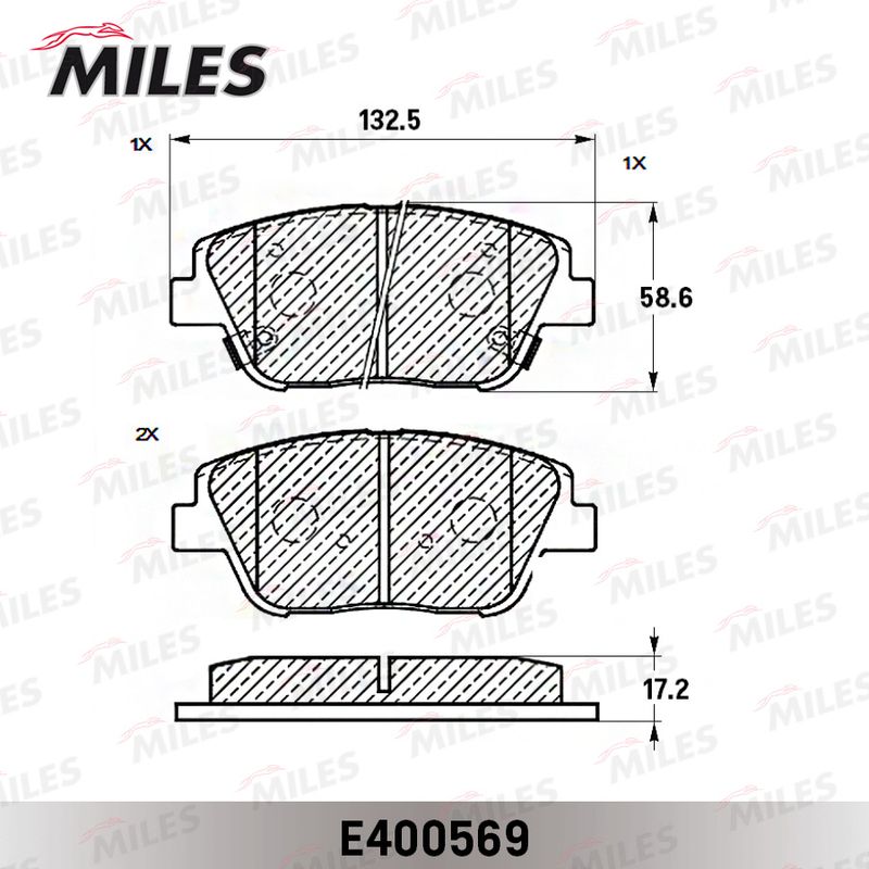 Комплект тормозных колодок, дисковый тормоз MILES E400569