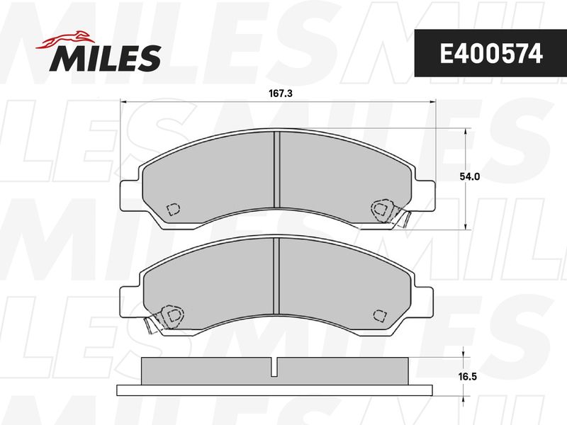 Комплект тормозных колодок, дисковый тормоз MILES E400574