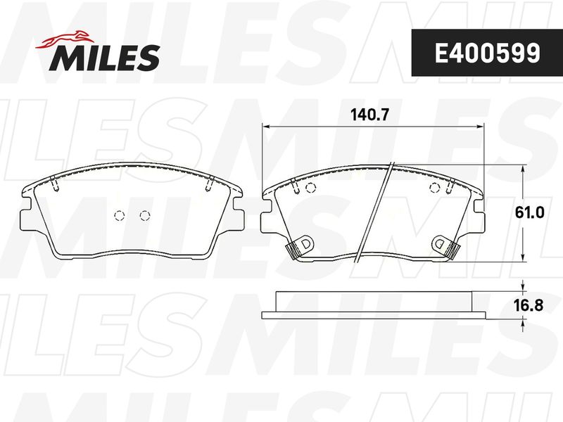 Комплект тормозных колодок, дисковый тормоз MILES E400599
