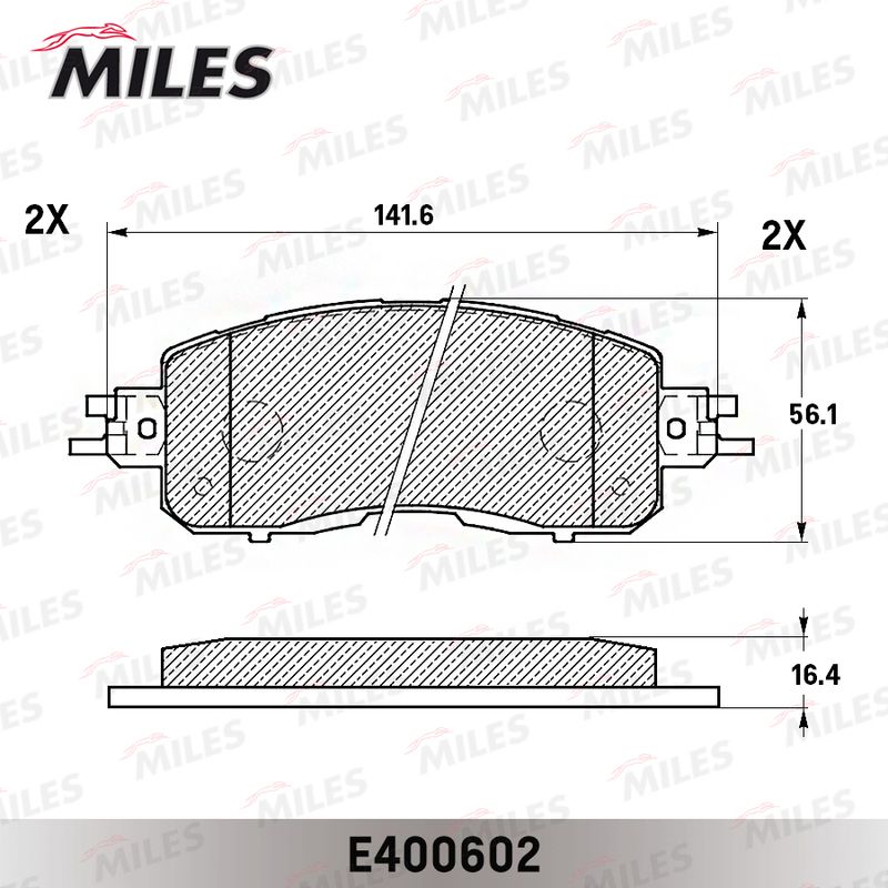 Комплект тормозных колодок, дисковый тормоз MILES E400602