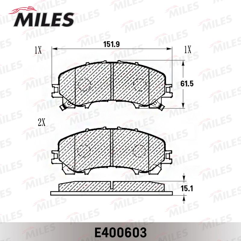 Комплект тормозных колодок, дисковый тормоз MILES E400603