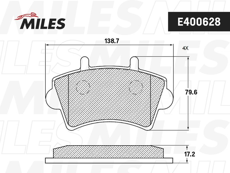 Комплект тормозных колодок, дисковый тормоз MILES E400628
