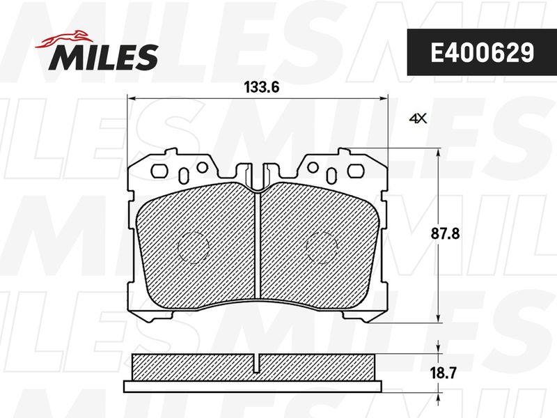 Комплект тормозных колодок, дисковый тормоз MILES E400629