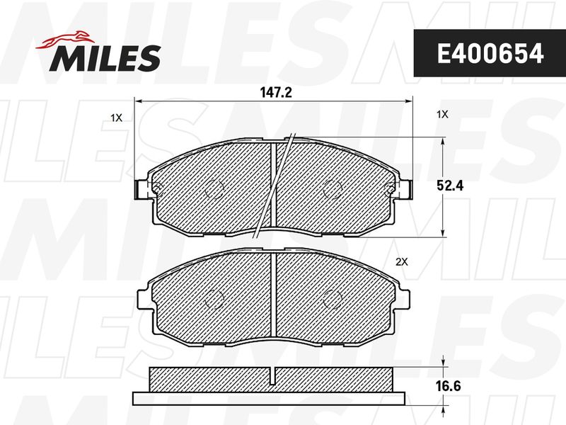 Комплект тормозных колодок, дисковый тормоз MILES E400654