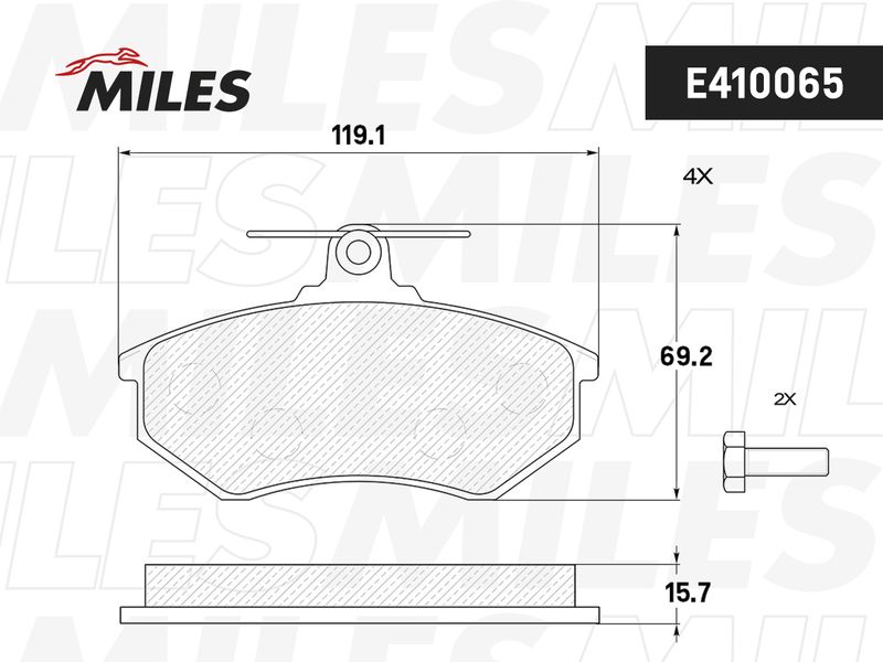 Комплект тормозных колодок, дисковый тормоз MILES E410065