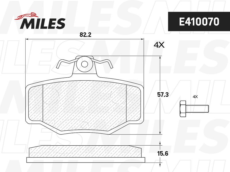Комплект тормозных колодок, дисковый тормоз MILES E410070