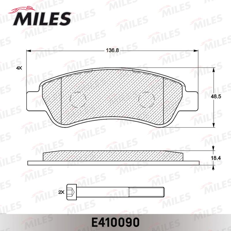 Комплект тормозных колодок, дисковый тормоз MILES E410090