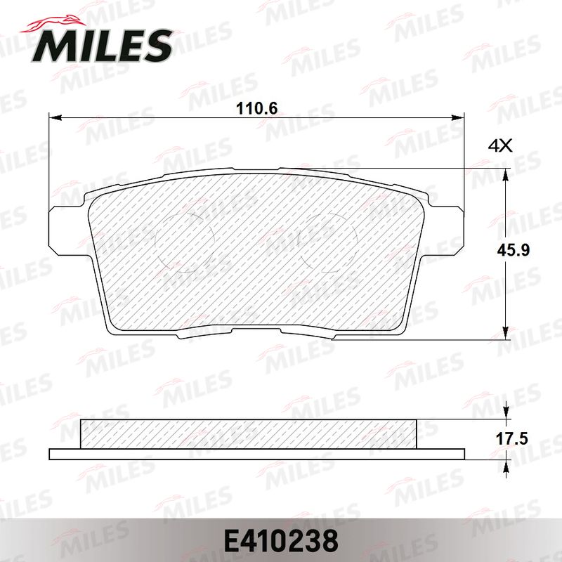 Комплект тормозных колодок, дисковый тормоз MILES E410238