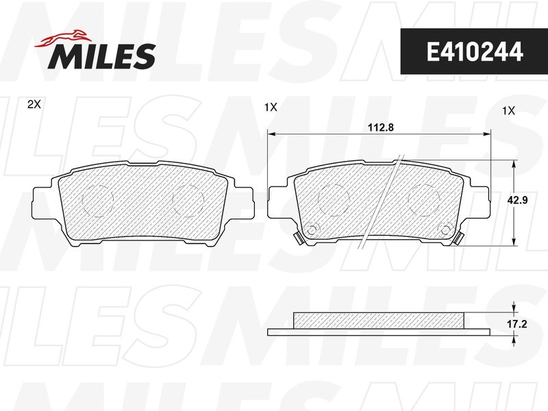 Комплект тормозных колодок, дисковый тормоз MILES E410244