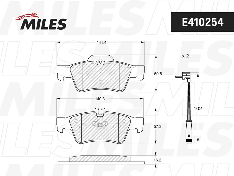 Комплект тормозных колодок, дисковый тормоз MILES E410254