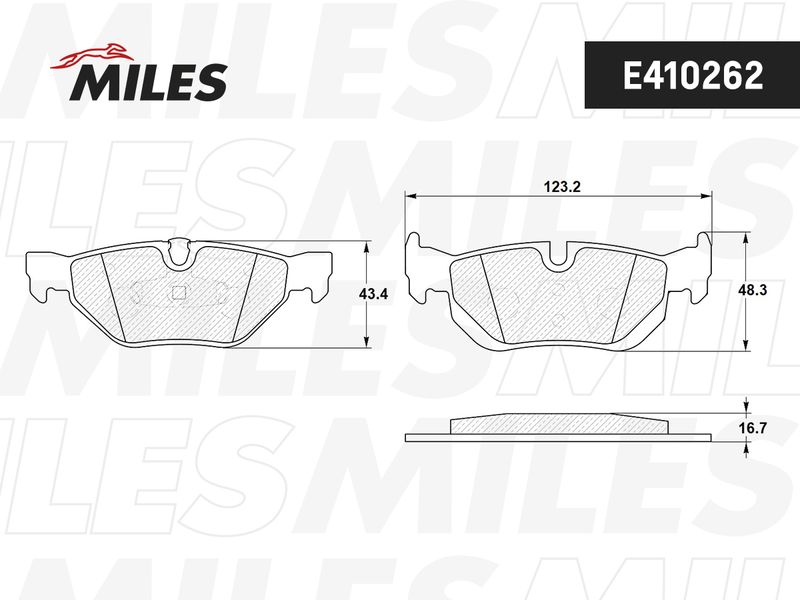 Комплект тормозных колодок, дисковый тормоз MILES E410262
