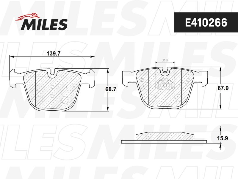 Комплект тормозных колодок, дисковый тормоз MILES E410266