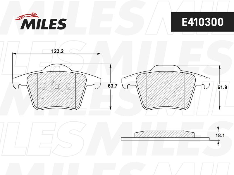 Комплект тормозных колодок, дисковый тормоз MILES E410300