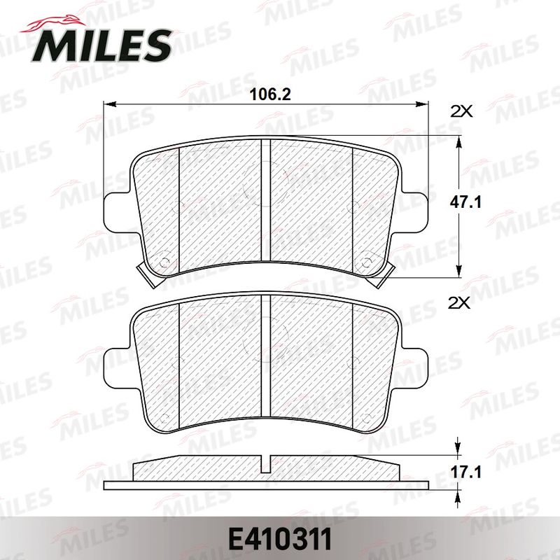 Комплект тормозных колодок, дисковый тормоз MILES E410311