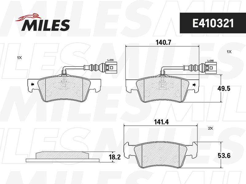 Комплект тормозных колодок, дисковый тормоз MILES E410321