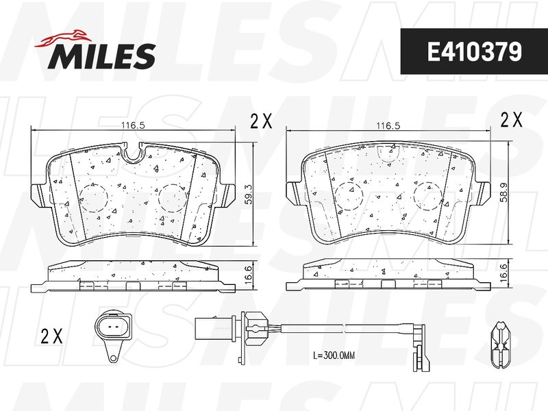 Комплект тормозных колодок, дисковый тормоз MILES E410379