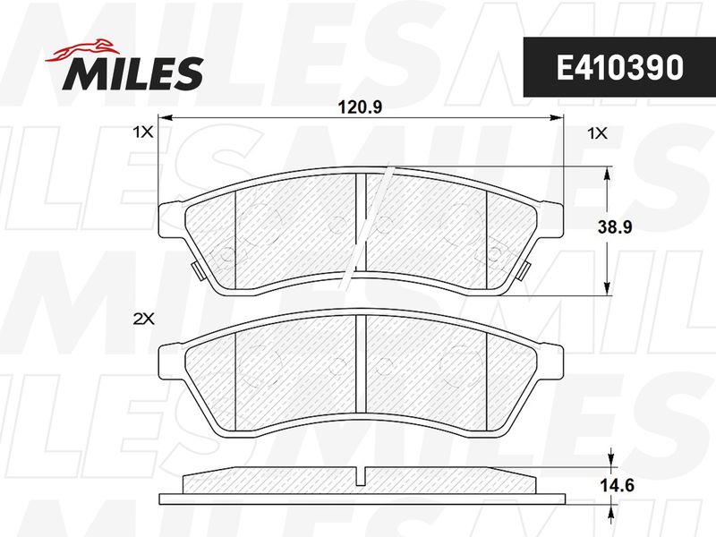 Комплект тормозных колодок, дисковый тормоз MILES E410390