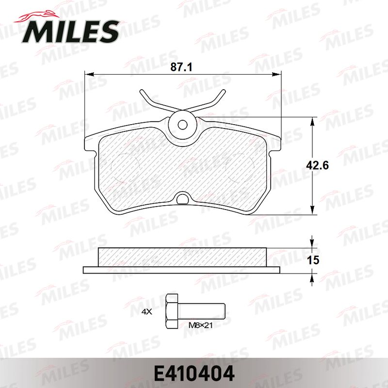 Комплект тормозных колодок, дисковый тормоз MILES E410404