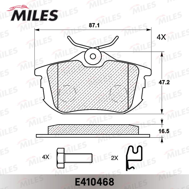 Комплект тормозных колодок, дисковый тормоз MILES E410468