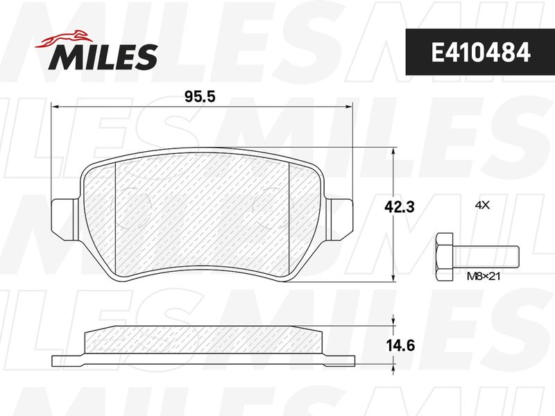Комплект тормозных колодок, дисковый тормоз MILES E410484