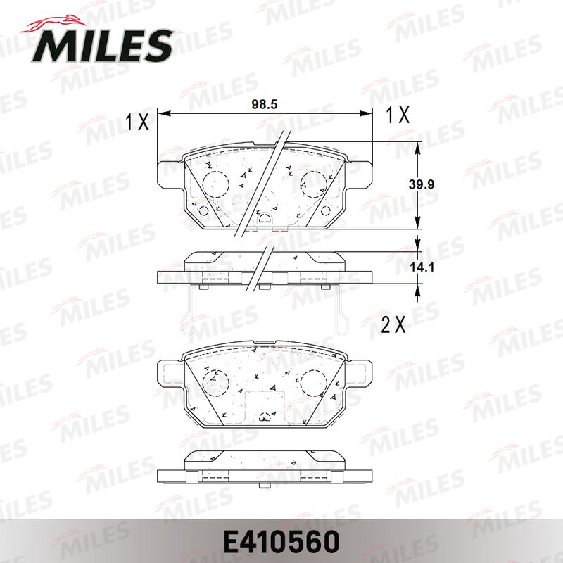 Комплект тормозных колодок, дисковый тормоз MILES E410560