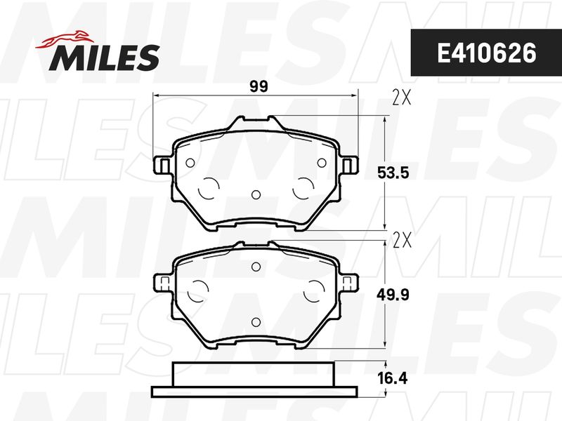 Комплект тормозных колодок, дисковый тормоз MILES E410633