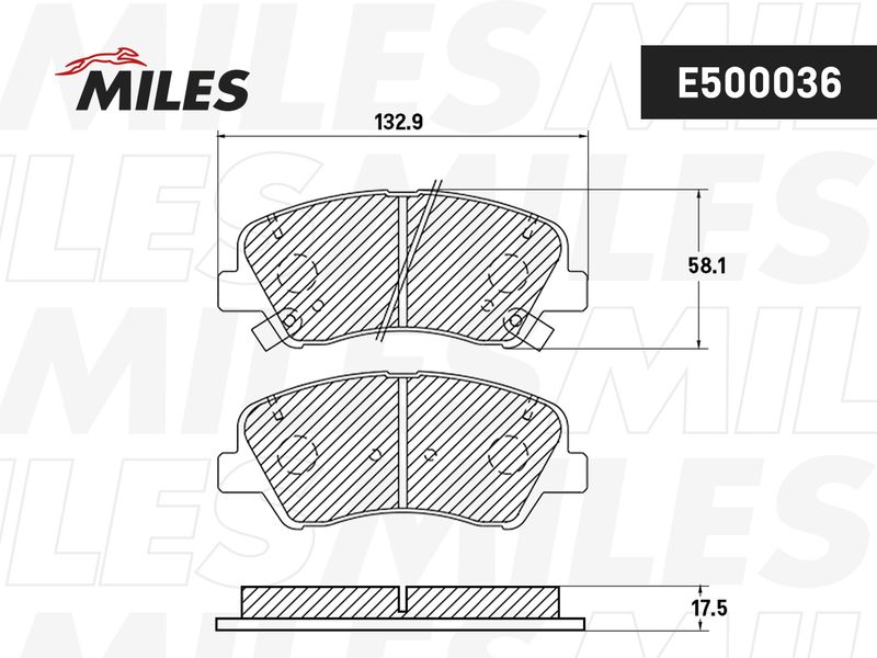 Комплект тормозных колодок, дисковый тормоз MILES E500036