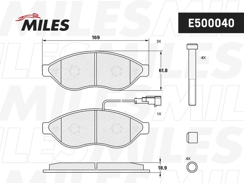 Комплект тормозных колодок, дисковый тормоз MILES E500040