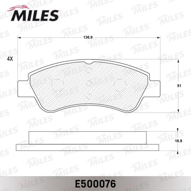Комплект тормозных колодок, дисковый тормоз MILES E500076