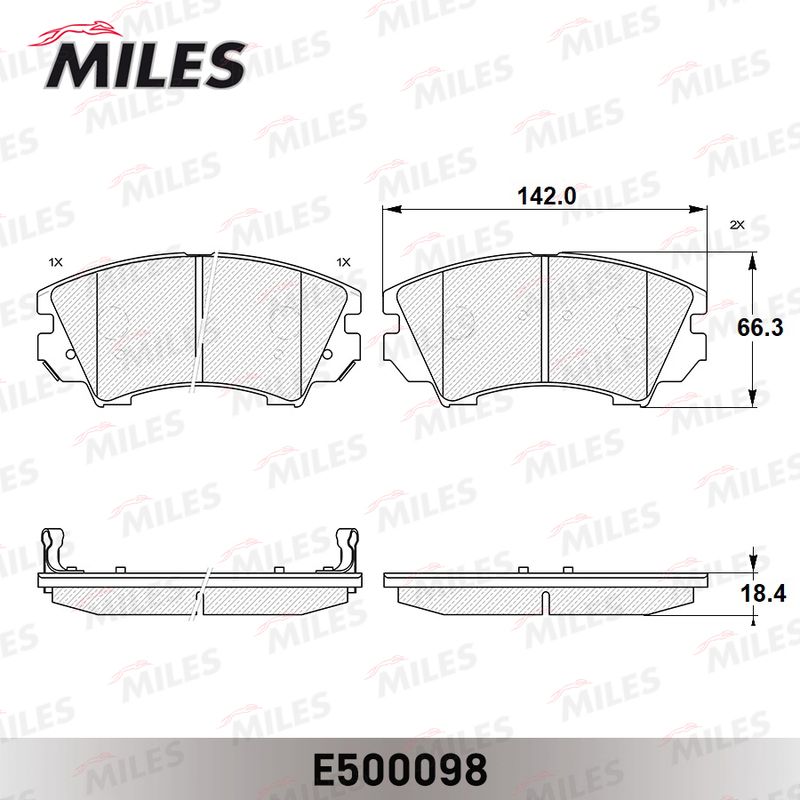 Комплект тормозных колодок, дисковый тормоз MILES E500098