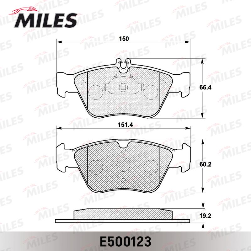 Комплект тормозных колодок, дисковый тормоз MILES E500123
