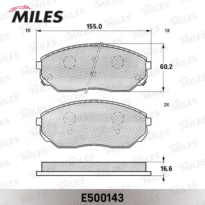 Комплект тормозных колодок, дисковый тормоз MILES E500143