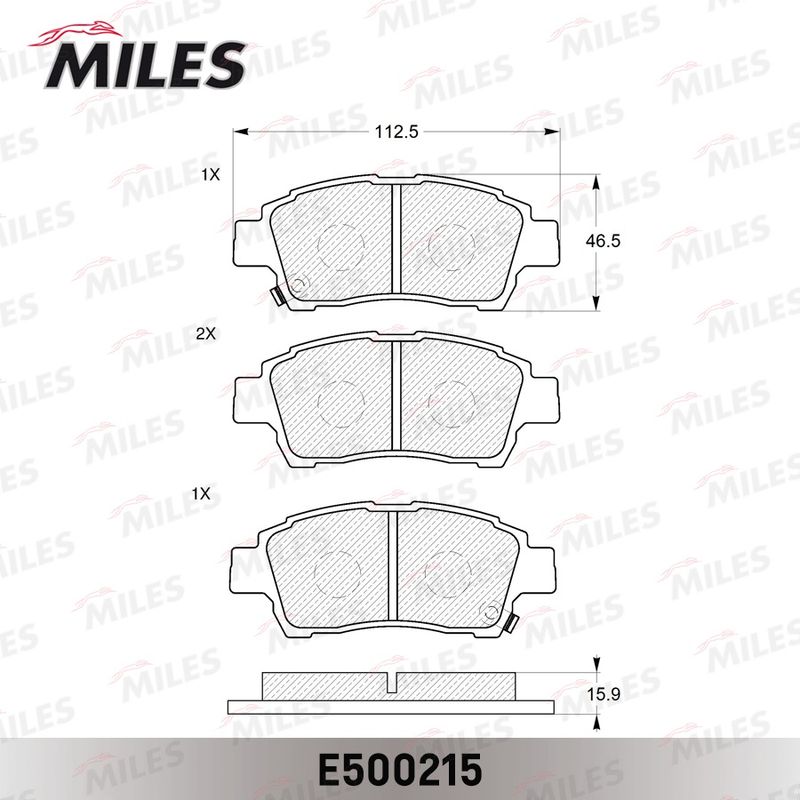 Комплект тормозных колодок, дисковый тормоз MILES E500215