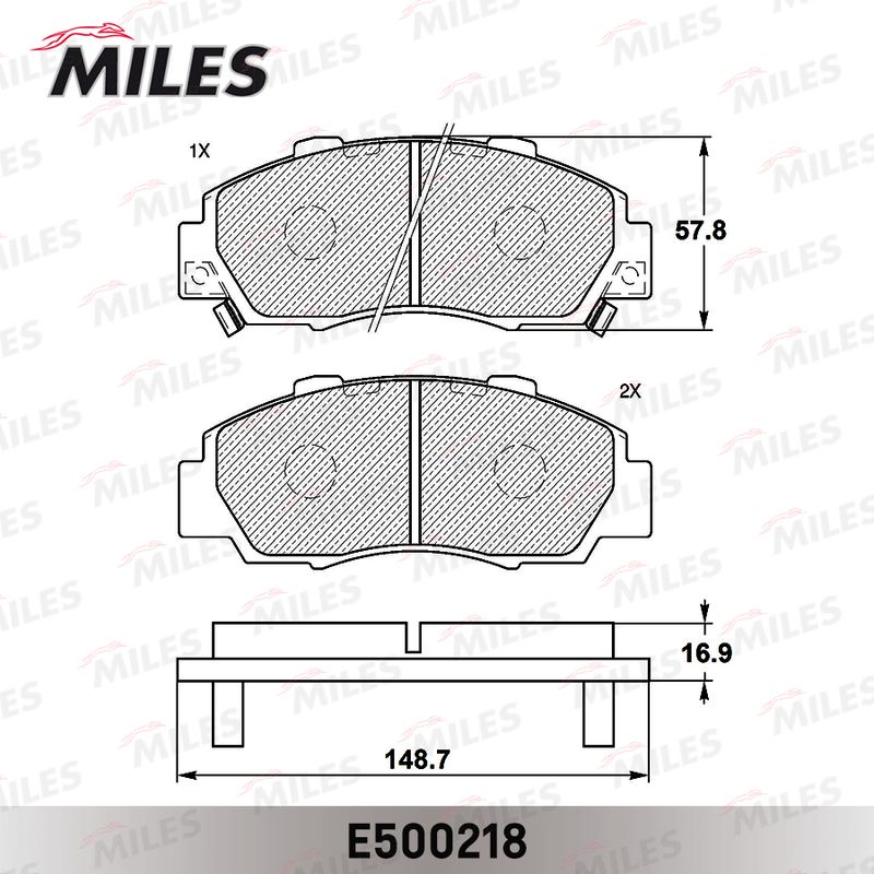 Комплект тормозных колодок, дисковый тормоз MILES E500218