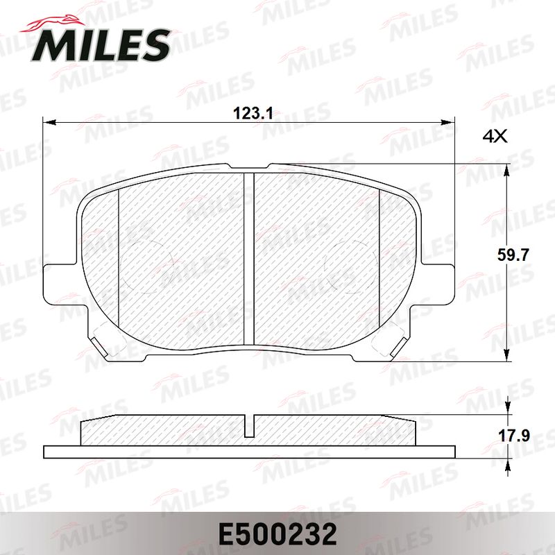 Комплект тормозных колодок, дисковый тормоз MILES E500232