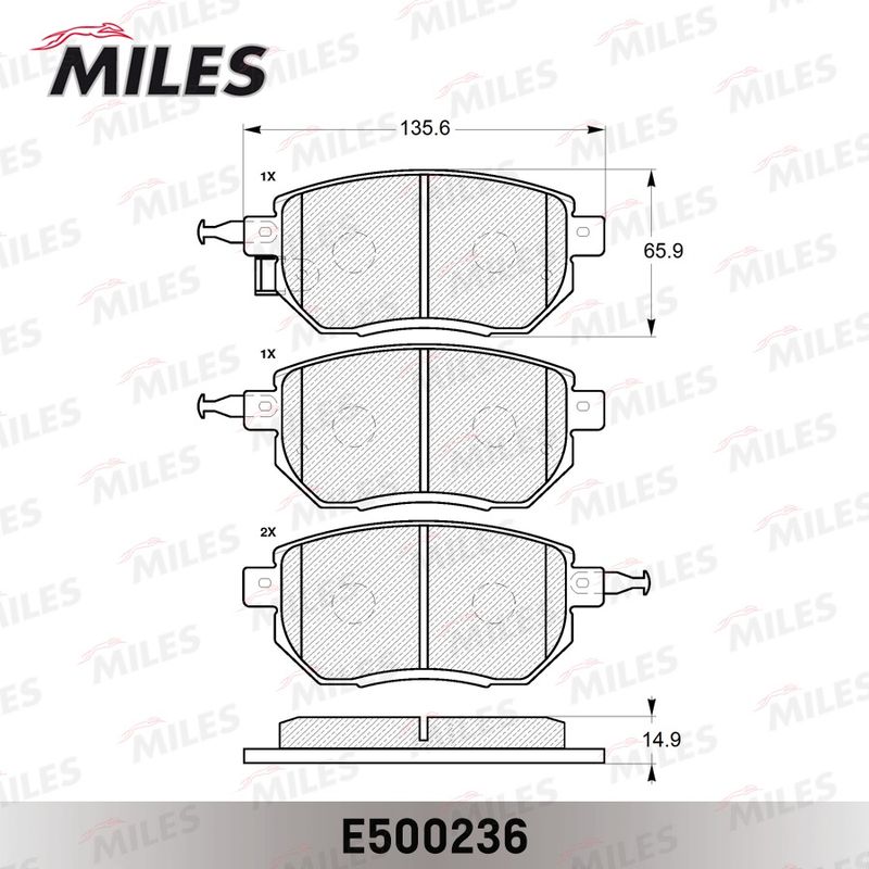 Комплект тормозных колодок, дисковый тормоз MILES E500236