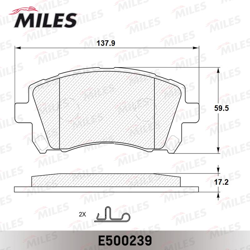 Комплект тормозных колодок, дисковый тормоз MILES E500239