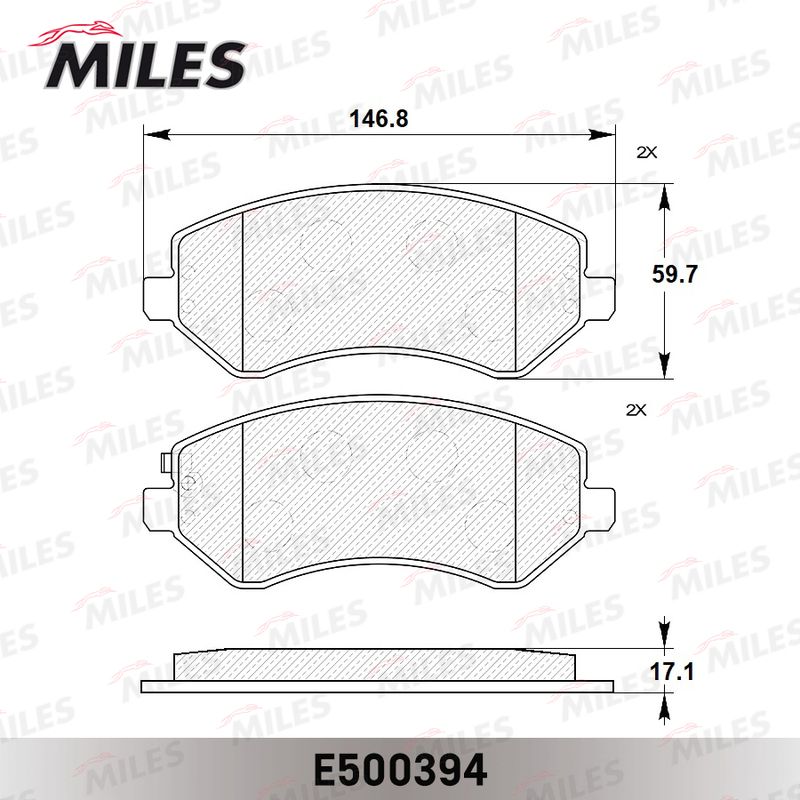 Комплект тормозных колодок, дисковый тормоз MILES E500394